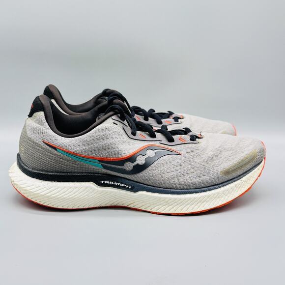 Saucony Shoes Mens 11 Gray Black Orange Triumph 18 Athletic Running Sneakers - Picture 1 of 12